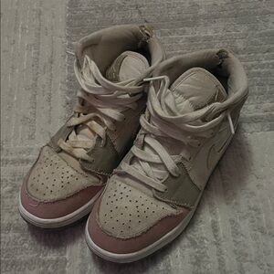 Nike Women's High-Top Sneakers in Beige and Dusty Pink